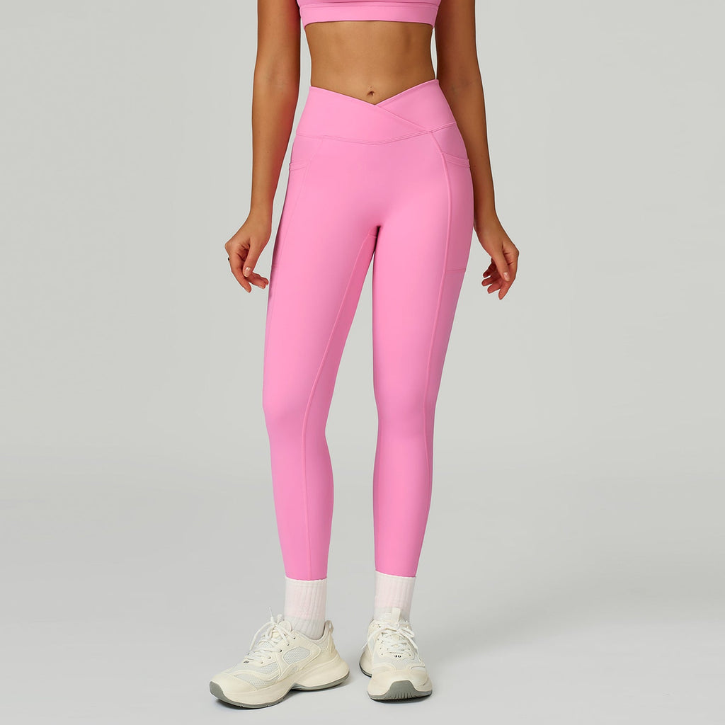 Nude Feel High Waist Yoga Pants Cross Waist Fitness Yoga Pants Women Outdoor Sports Running Tights Bella Mia