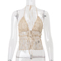 Women Clothing Summer Sexy Sexy Lace up Cardigan Sexy Halterneck Vest Top Bella Mia