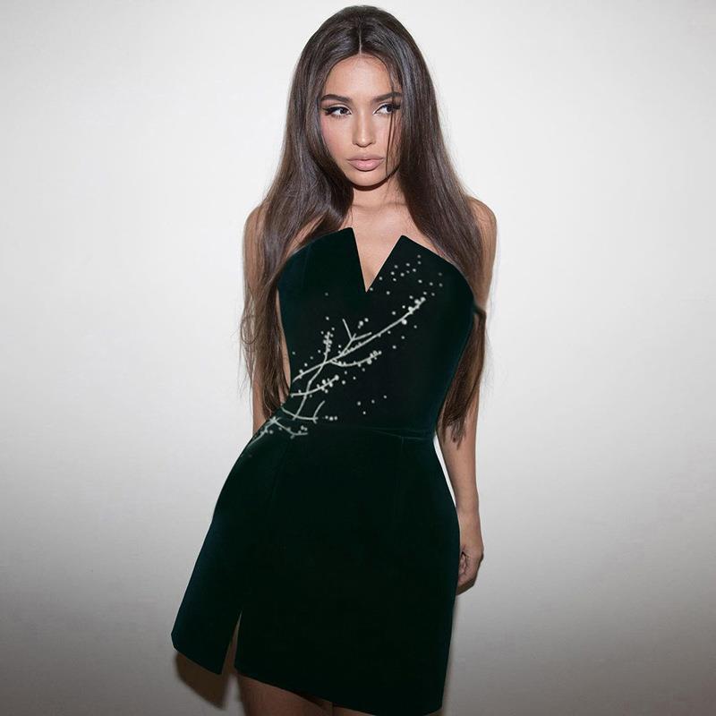 Tube Top Velvet Dress Spring Sexy Office Women Clothing Dress Bella Mia