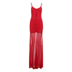 Summer Sexy Cutout Sling Maxi Dress Solid Color Mesh Dress Women Bella Mia