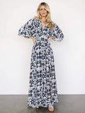 Vacation Bohemian Dress Printed Beach Backless Self Tie Dress