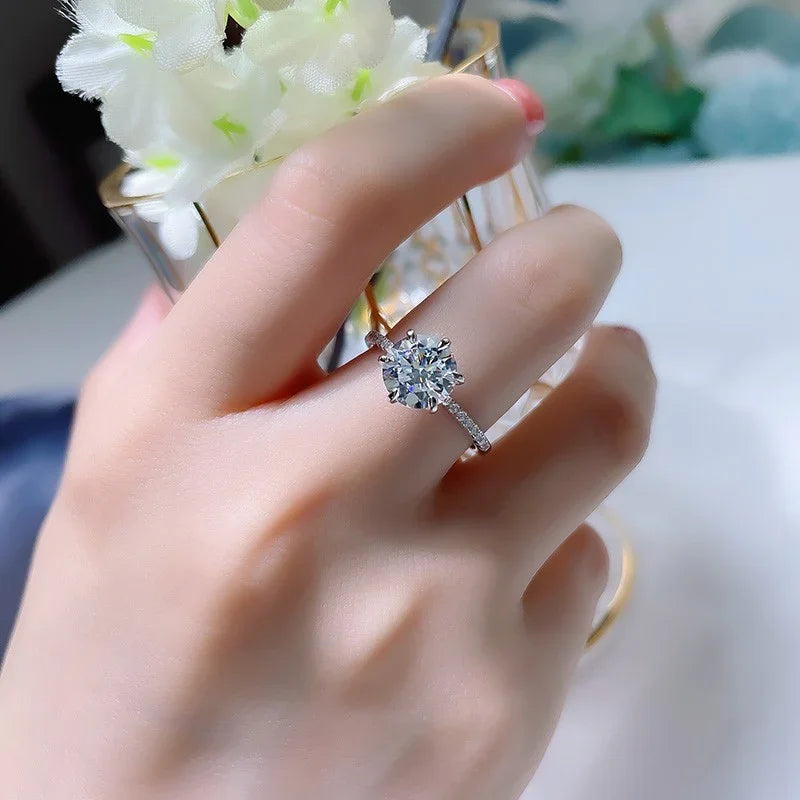 Flash Super Realistic Carat 925 Silver Couple Diamond Ring