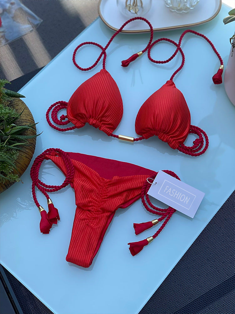 Bikini Special Solid Color Braid Rope Swimsuit Multicolor Bikini Bella Mia