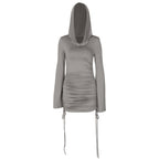Women Clothing Autumn Sexy Slim Fit Drawstring Hooded Hip Bag Dress Women Bella Mia