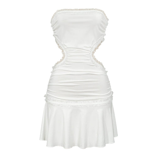 Backless Dress Sexy Trend Lace Splicing Sling Cropped Outfit Short Dress Bella Mia