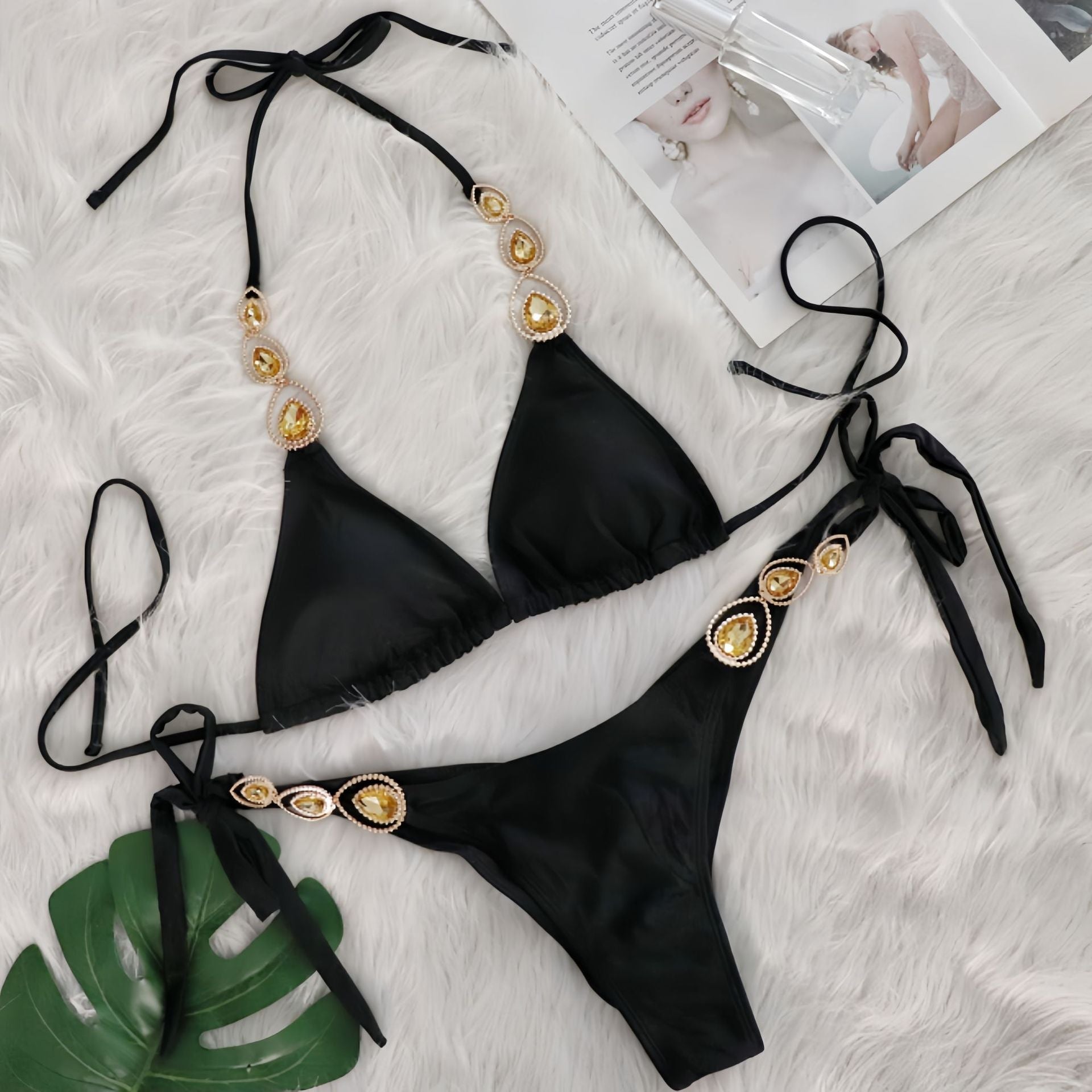 Sexy Bikini Suit Luxury Crystal Diamond Bandage Women Swimsuit Beach Vacation Swimsuit Bella Mia