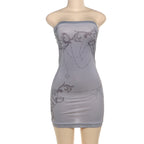 Summer Women Sexy Sleeveless Tube Top Tight Eyelet Button Sheath Short Dress Bella Mia