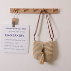 Supply Crossbody Straw Bag Wooden Bead Tassel Straw Bag Woven Bag Vacation Beach Bag Women Shoulder Bag Bella Mia