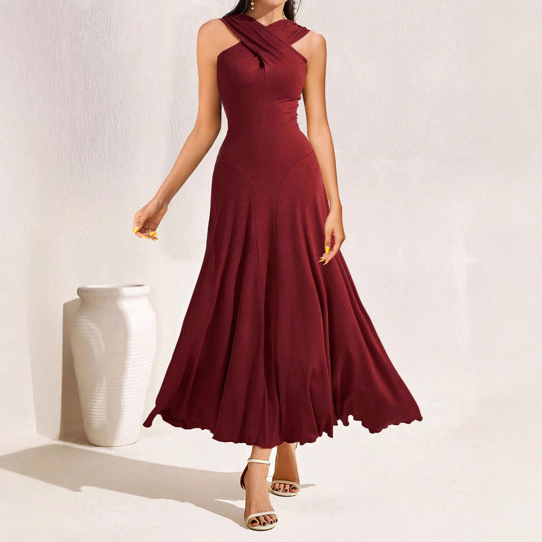 Spring Summer Sexy Girls Cross Chest Cover Women Dress