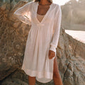 Tencel Bamboo Pullover Sun Protection Beach Jacket Seaside Vacation Bikini Cover Up Swimsuit Blouse Women Bella Mia