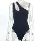 Summer Women Sexy Slim Cotton Rib One Shoulder Hollow Out Cutout Out Jumpsuit Bella Mia