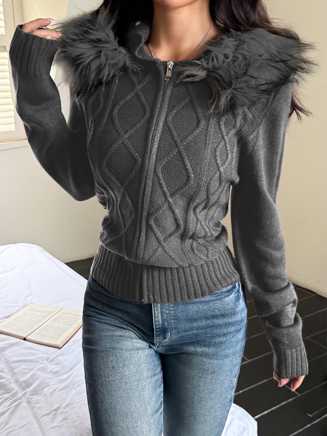 Casual Plush Long Sleeve Sweater Coat Sweaters Women Clothing Autumn Winter Bella Mia