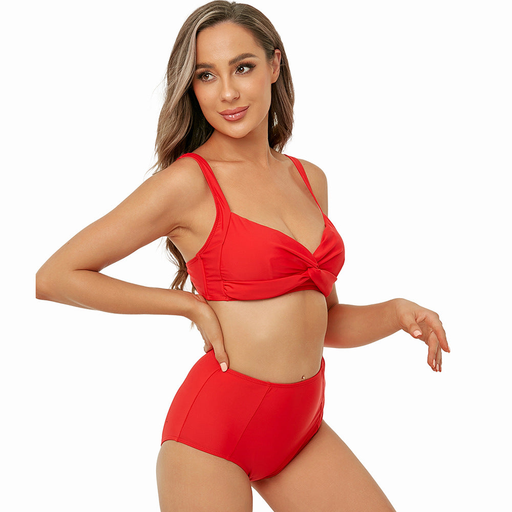 Bikini Lady Sexy High Waist Split Swimsuit Bikini Solid Color Swimsuit Bella Mia