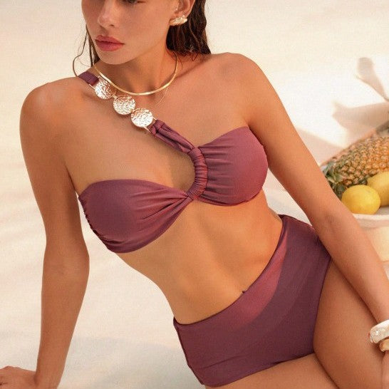 Summer Women Twisted Design One Shoulder Thin Strap Sexy Seaside Beach Bikini Swimsuit Bella Mia