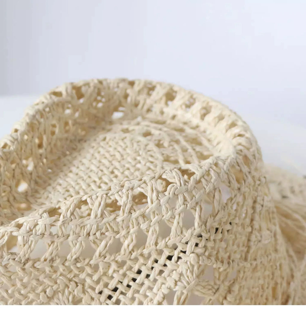 New Arrival Hand-Woven Straw Hat Cut Out Summer Sun Protection for Men and Women Sun Hat Western Cowboy Hat Outdoor All-Matching Hat