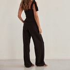 Spring Summer Black Bandeau Sling Top High Waist Wide Leg Pants Two Piece Set Bella Mia