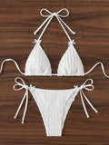 Solid Color Split Swimsuit Bikini Backless Swimsuit Sexy Wind Strap Design Three Point Bella Mia