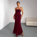 Slim Fit Fishtail Dress Women Sling Pleating Dress Slim Fit Sexy Party Party Wedding Bridesmaid Bella Mia