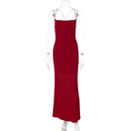 Women Clothing Summer Elegant Slim Waist Sexy Backless Spaghetti Straps Dress Bella Mia