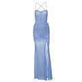 Spring Summer Popular Women Clothing Sling Solid Color Backless Slit Dress Delivery Bella Mia