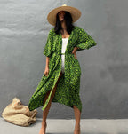 Rayon Tie-Dyed Floral Cardigan Holiday Casual Beach Bikini Cover with Straps 17 Colors Bella Mia