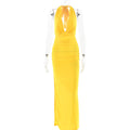 Summer Sexy V neck Halter Backless Dress Solid Color Split Dress Bella Mia