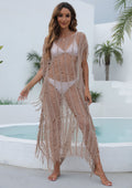 Seaside Holiday Beach Skirt Women Clothing Sexy See Through Tassel Shirt Irregular Asymmetric Dress Blouse Bella Mia