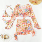 Swimsuit Printing Stylish Beach Dress Bikini Four Piece Suit Swimsuit Women Bella Mia