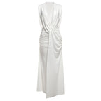 Summer Women Clothing Sexy Deep V Plunge neck High Waist Sheath Solid Color Dress Women Bella Mia