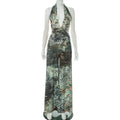 Women Clothing Elegant Halter Deep V Plunge neck Backless Waist Tight Slit Dress Abstract Printing Dress Women Bella Mia
