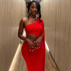 Women Clothing Solid Color Dress Sexy Cold Shoulder Sleeveless Bell Sleeve Hollow Out Cutout out Elegant Dress Dress Bella Mia