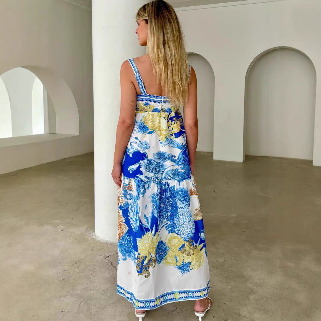 Summer Vacation Long Positioning Printing Slip Dress Bella Mia