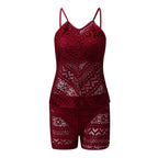 Women Seperated Swimwear Solid Color Grid Jacquard Boxers Bikini Swimwear Bella Mia
