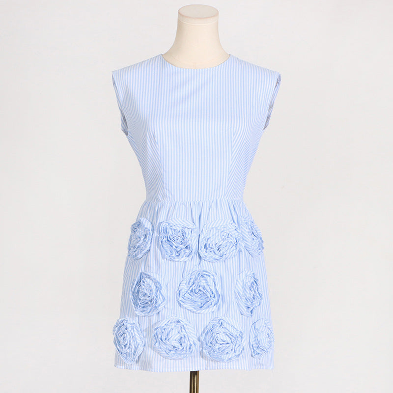 French Elegant Summer High Sense Stitching Floral Backless Design Short Dress Women Summer Bella Mia