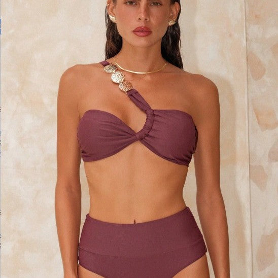 Summer Women Twisted Design One Shoulder Thin Strap Sexy Seaside Beach Bikini Swimsuit Bella Mia