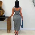 Women Elegant Casual Cargo Large Pocket Vest Dress Bella Mia