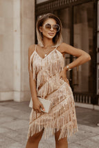 Spring Summer Women Clothing Sleeveless Sling Pencil Tassel Dress Midi Dress Bella Mia