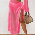 Women Beach Dress Women Clothing Summer Love Jacquard Woven Blouse Irregular Asymmetric Lace up Skirt Bella Mia
