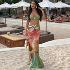 Spring Women Clothing Vacation Sexy Cropped Wrapped Chest Spaghetti Strap Floral Print Dress for Women Bella Mia