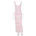 Spring Autumn Slim Fit Sexy Backless Sleeveless Printed Younger Women Clothing Cami Dress Bella Mia