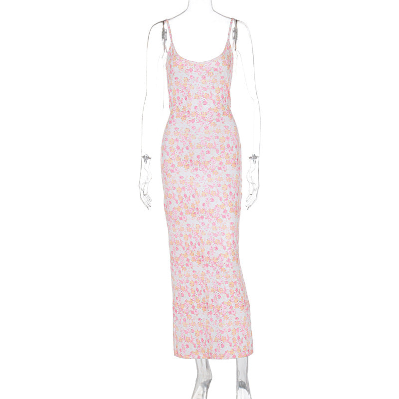 Spring Autumn Slim Fit Sexy Backless Sleeveless Printed Younger Women Clothing Cami Dress Bella Mia