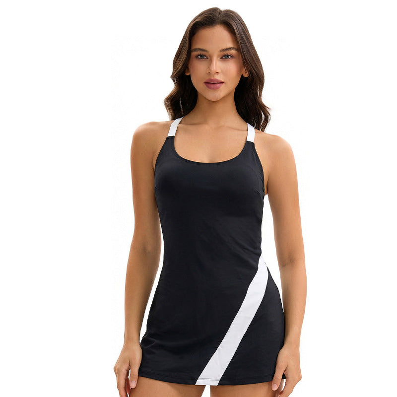 Split Two Piece Sets Swimsuit Skirt Boxer Color Matching Tight Conservative Swimwear Bella Mia