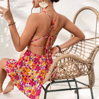 Women Clothing Vacation Dress Spring Summer Seaside Holiday Floral Square Collar Short Dress Bella Mia