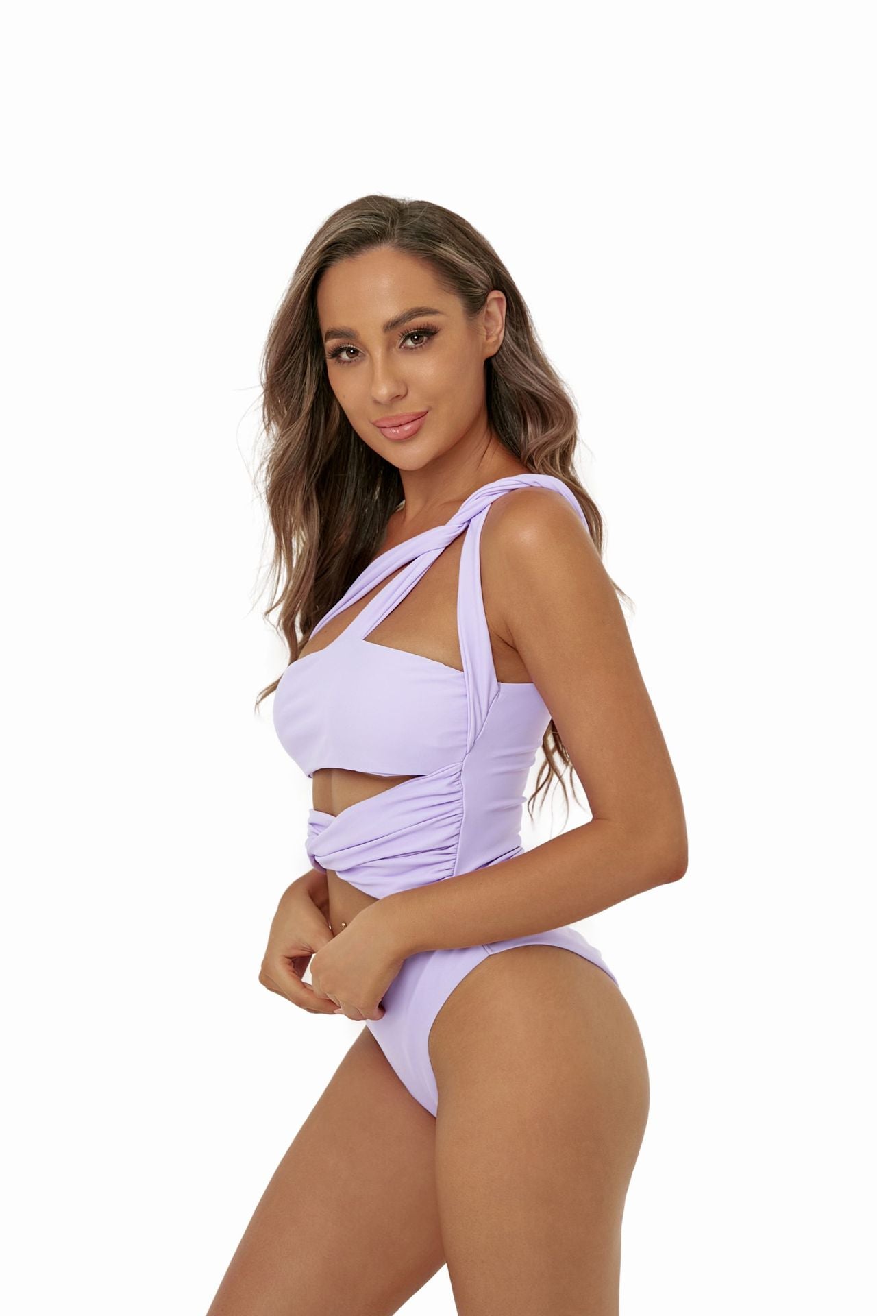 Swimsuit Solid Color Sexy One Piece Bikini Swimsuit One Shoulder Hollow Out Cutout Backless Swimsuit Women Bella Mia