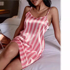 Women Ice Silk Strap Night Dress Sexy Backless Pajamas Women Thin Breathable Printed Suspender Bella Mia