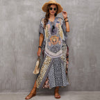 Rope Positioning Maxi Dress Loose Robe Seaside Vacation Beach Dress Bikini Swimsuit Blouse Women Bella Mia