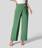 Workwear Women Work Pant Casual Texture Wide Leg Professional Trousers Belt Pants Bella Mia