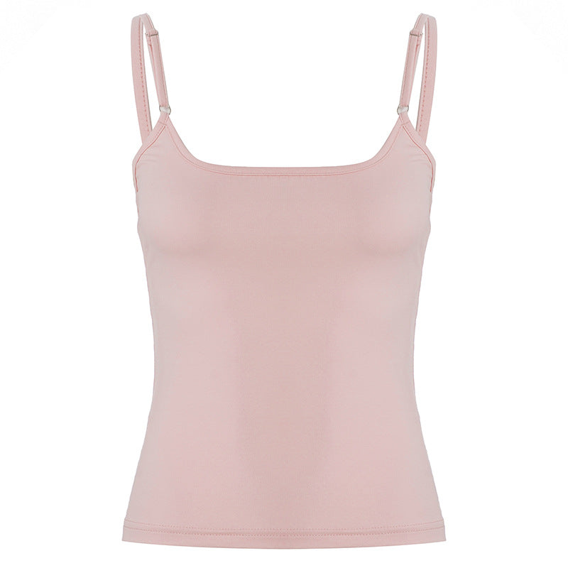 Solid Color Basic Double Joint Sling Women Sexy Girlish Slim Fit Slimming Wild Vest Bella Mia
