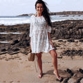 Lace Embroidered Beach Cover-up Seaside Sun Protection Clothing Sexy Halter Bikini Swimsuit Blouse Bella Mia