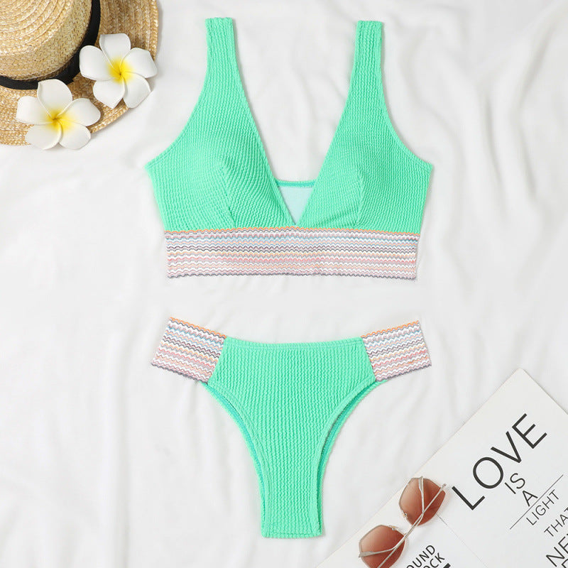 Swimsuit Split Board Solid Color Ribbon Sexy Bikini Swimsuit Bella Mia